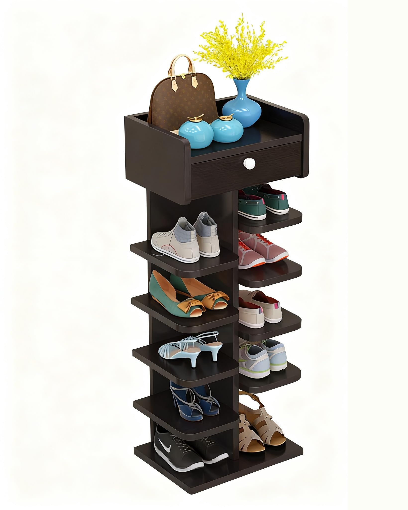 Étagère à chaussures en bois pour petit espace et couloir étroit