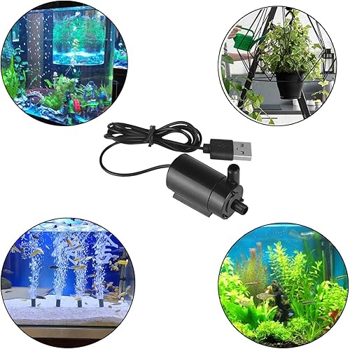 Miniatura 7 de Mini bomba de agua micro sumergible USB de 3 a 5 V CC, pequeña bomba de acuario para pecera, acuarios, fuente de estanque, jardín hidropónico (negro)