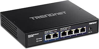 TRENDnet 6-Port 10G Switch, 4 x 2.5G RJ-45 Base-T Ports, 2 x 10G RJ-45 Ports, 60Gbps Switching Capacity, Wall Mountable, 10 Gigabit Network Connections, Black, TEG-S762(Renewed)