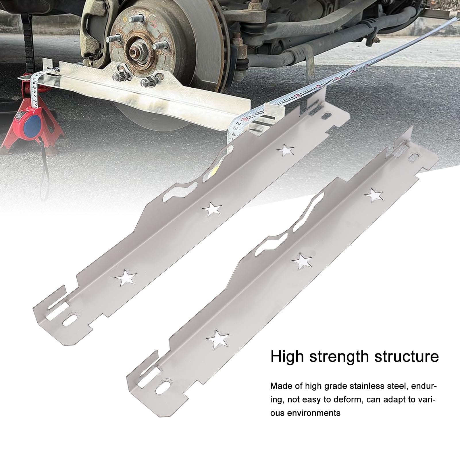 Piastra Allineamento Ruote con Foglio di Connessione, Acciaio Inox Pesante, Strumento Regolazione Convergenza Auto, Argento - Misurazione Precisa, Antiscivolo, Ideale per (Con 2 metri di nastro da 3