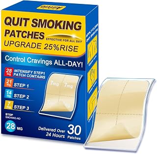 Nicotine Patches Step 1+ (28mg) | Quit Smoking Aid & Quit Smoking Patches | Adjustable 7/14/21mg via Cutting | Multi-Step Use (1,2,3) | 30 Count Transdermal System | Delivered Over 24 Hours