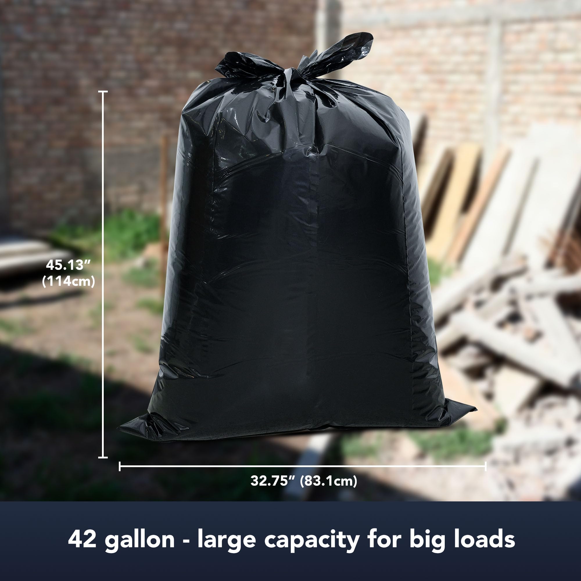 HygiCare Worki dla kontrahentów i przemysłowych, 42 galony, bardzo grube 3 MIL, wytrzymałe, z klapami krawatowymi, 83,19 cm x 114,63 cm, 32 szt., do budownictwa, przemysłu i odpadów zewnętrznych
