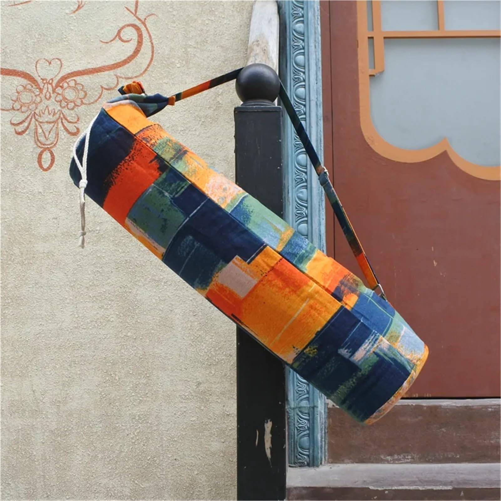 Bolsa Para Esterilla De Yoga Bolsa Retro de algodón puro for Yoga, bolsa portátil for esterilla de gimnasio, mochila de Yoga de gran capacidad, funda for esterilla de Yoga y Pilates de un solo hombro,