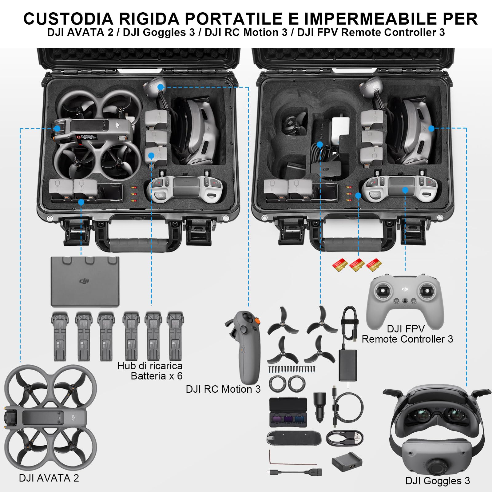Case Anti Acqua DJI Avata 2 Hard Case Black - Dettaglio
