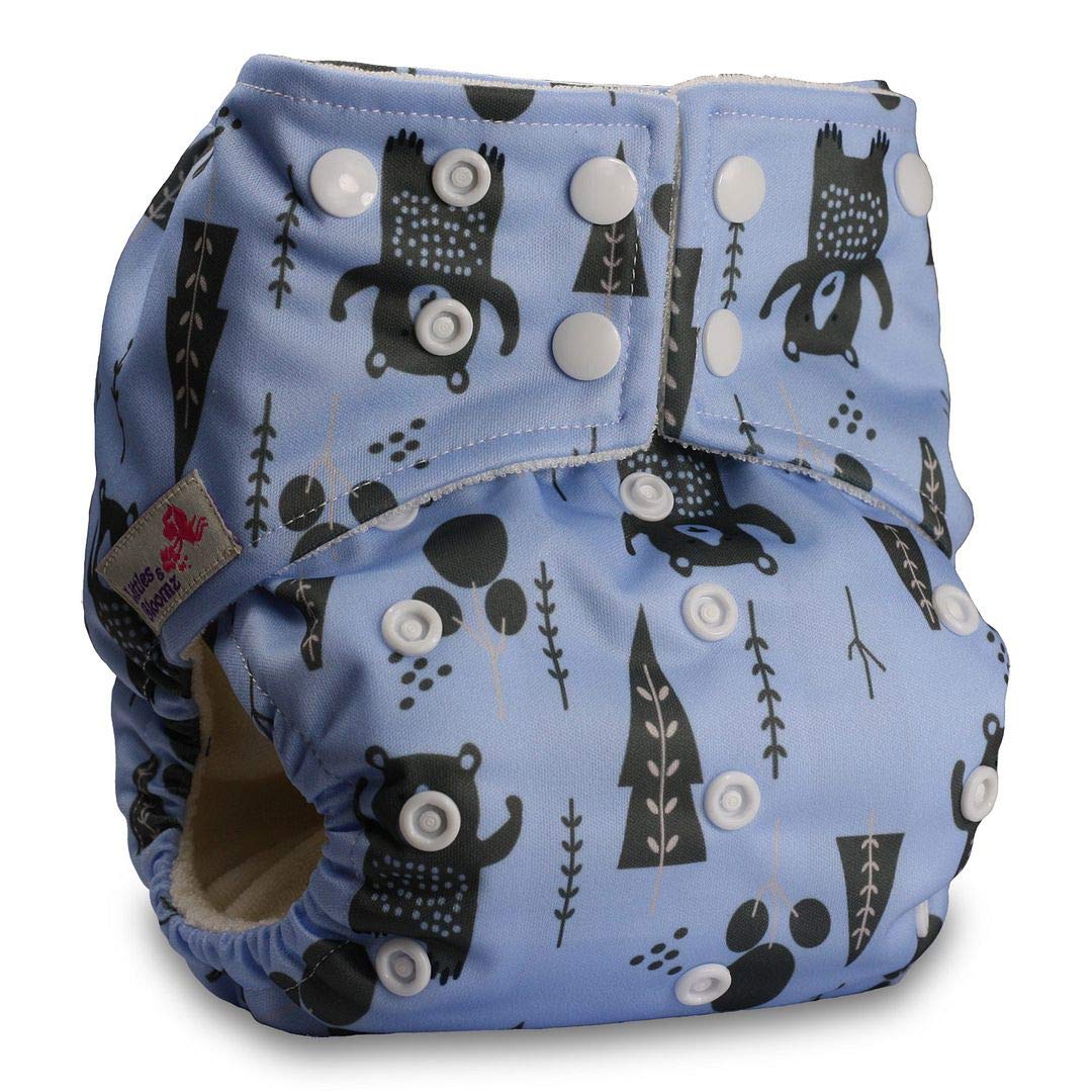 Littles & Bloomz, Baby Cloth Washable Reusable Nappy Pocket Diaper Bamboo, Fastener: Popper, Pattern 26, Without Insert — image 1