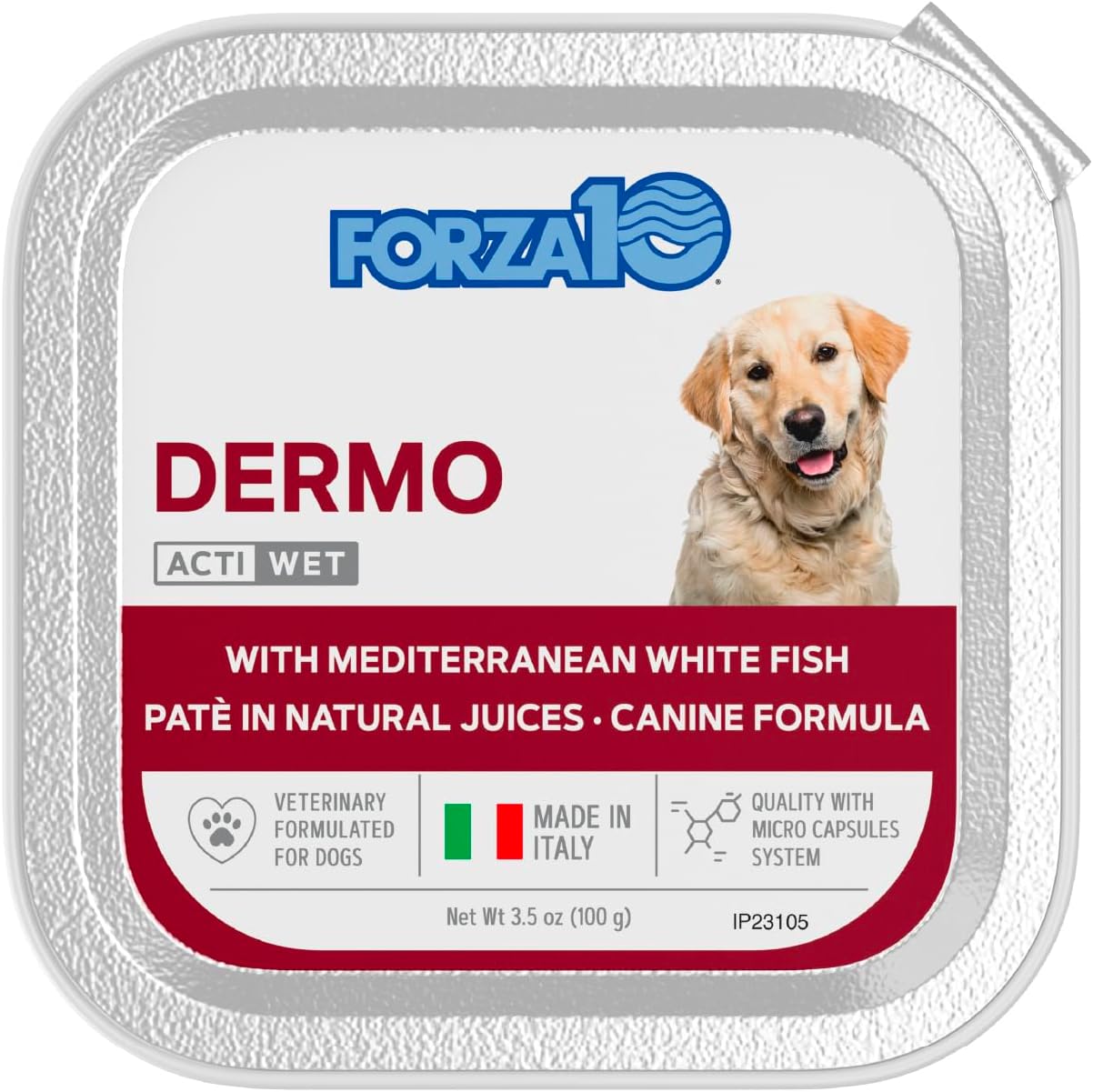 Forza10 - Dog Food, Vet Formulated Wet Dog Food for Itchy Skin, Sensitive Stomach & Coat Health, Non-GMO, Fish Flavor, Made in Italy (3.5 oz, 32 Pack)