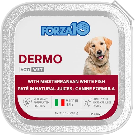 Forza10 - Dog Food, Vet Formulated Wet Dog Food for Itchy Skin, Sensitive Stomach & Coat Health, Non-GMO, Fish Flavor, Made in Italy (3.5 oz, 12 Pack)