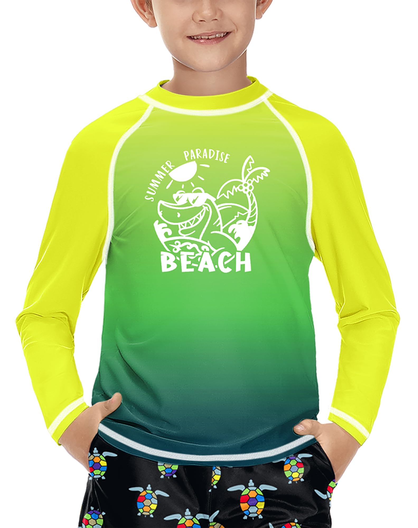 BesserBay Kinder UV Shirt Lange Ärmel Rashguard Schnelltrocknend UV Badeshirt für Jungen 110-160