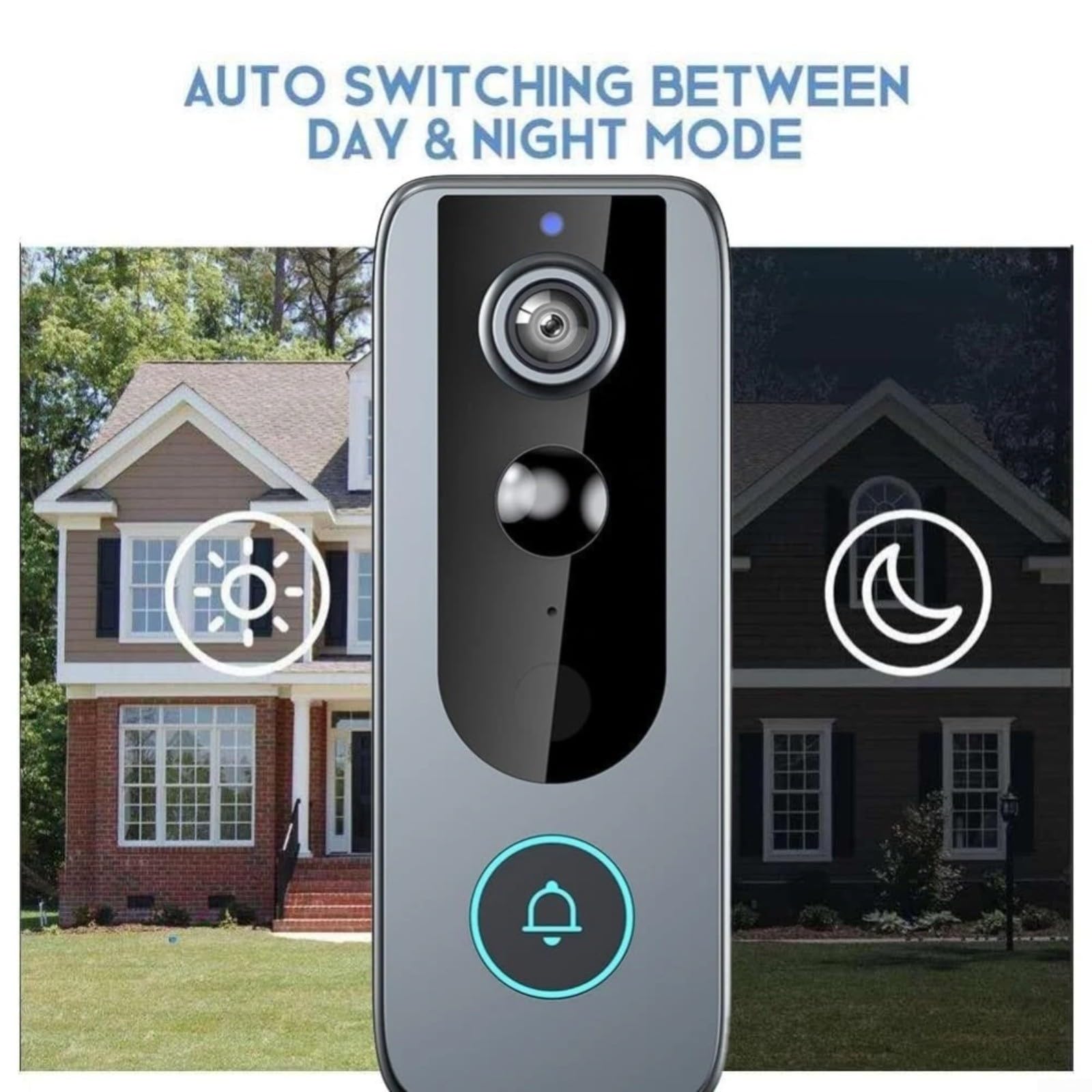 Videocitofono intelligente wireless con batteria da 4000 mAh, videocamera HD 720P, audio bidirezionale, rilevamento del movimento, impermeabile IP65, per visione notturna, WiFi 2.4G