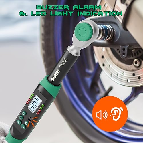 Miniatura 6 de TOOLS - Llave dinamométrica digital de 38 (2.21-44.25ft.lb3-60N.m), llave dinamométrica de 45 dientes 38 con zumbador e indicador LED organizada en