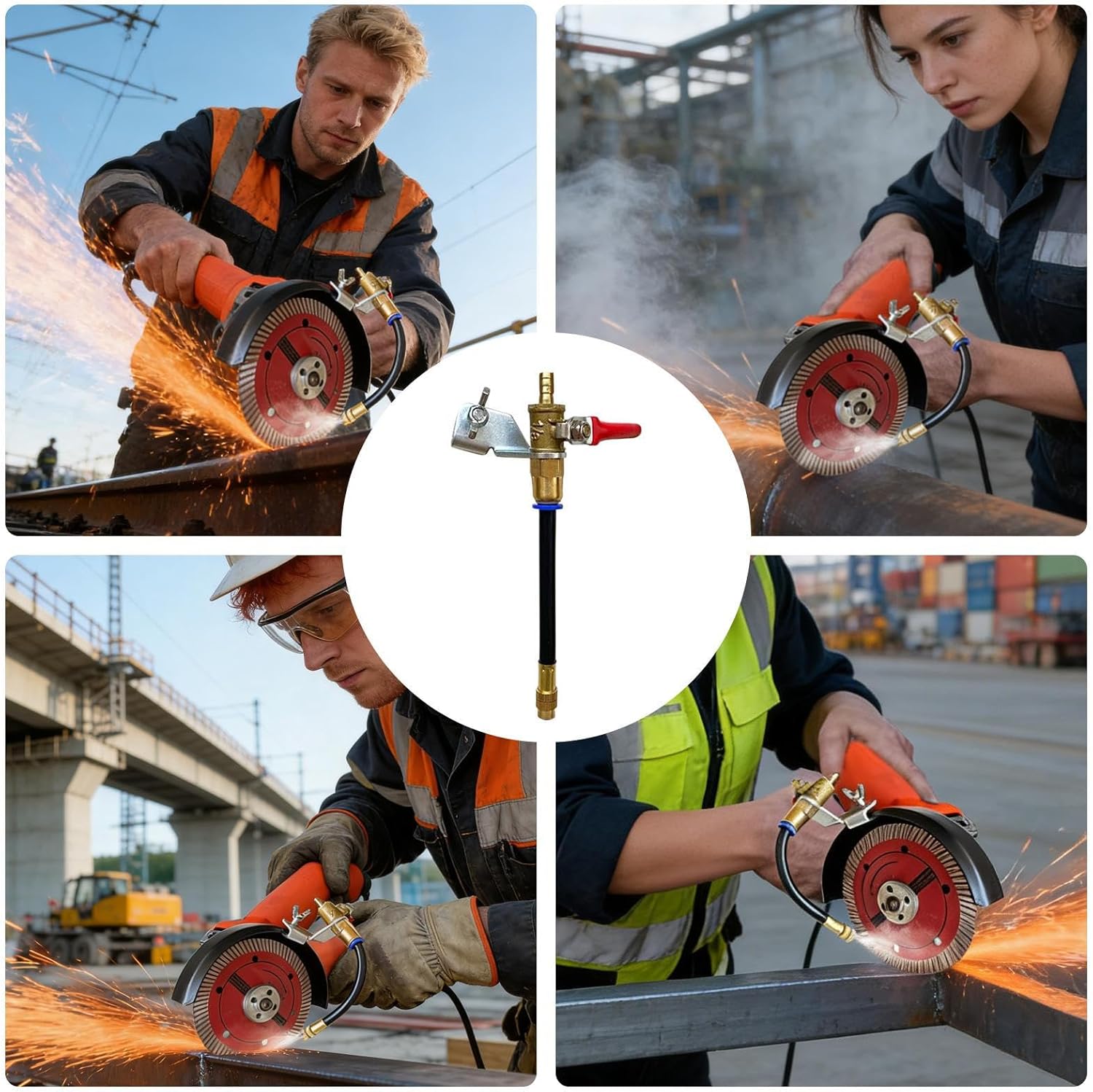 Universal Angle Grinder Water Attachment - Flexible 2-Mode Coolant System, Misting Spray For Dust Suppression & Cooling, Marble Machine Accessory For Precision Tile & Stone Cutting | Heavy Duty