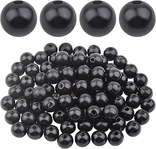 100pcs 16 mm Black Round Wood Beads Natural Eco-Friendly Wooden Spacer Beads Craft Loose Beads with 4 mm Hole for DIY Bracelet Jewelry Making Handmade Decoration