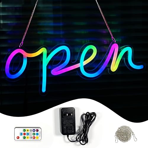 Miniatura 1 de Letrero abierto de neón LED de 16 x 6 pulgadas letreros abiertos para negocios con múltiples modos intermitentes letreros de neón personalizados