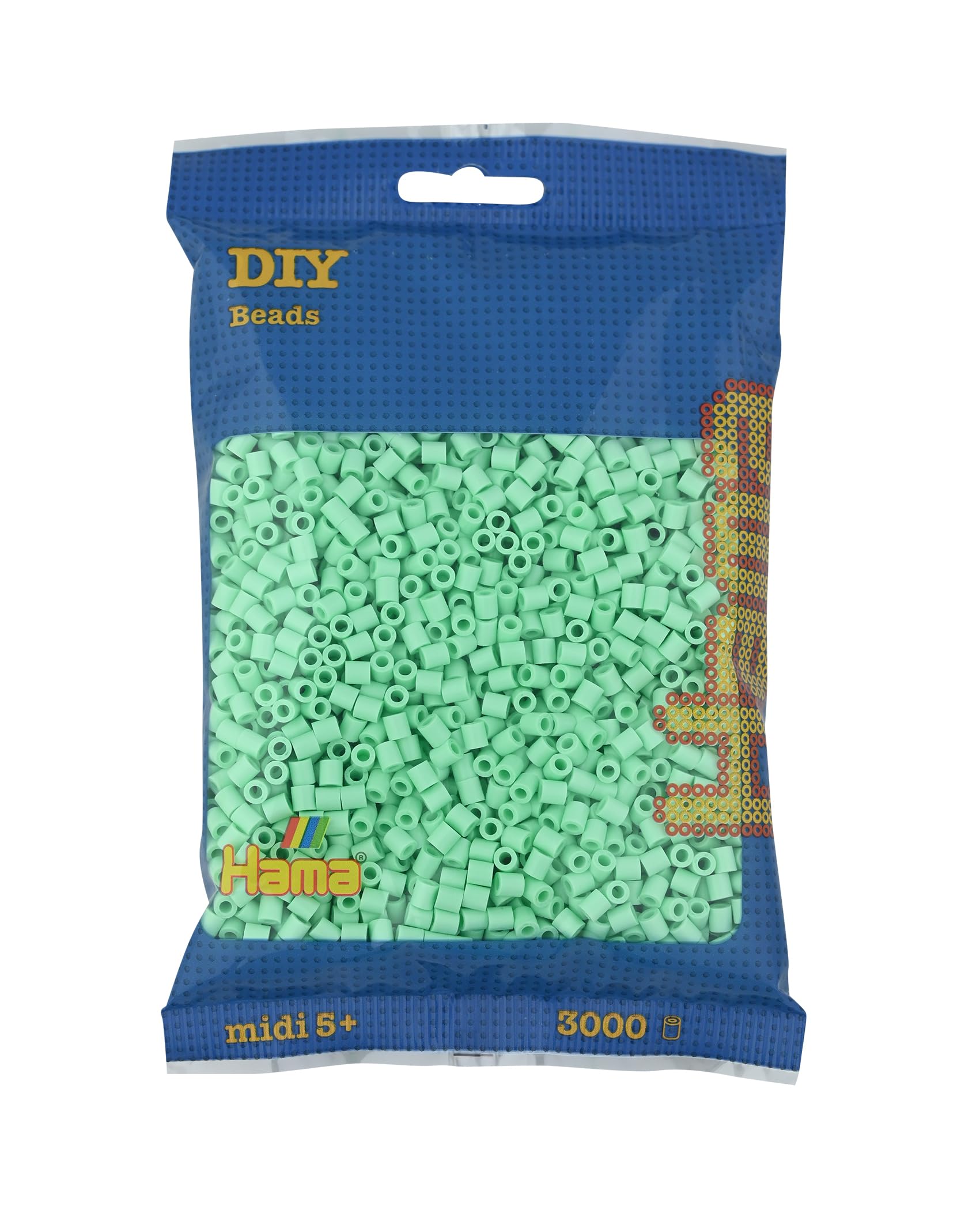 Hama Beads Bag | Approx. 3000 Midi Fuse Beads | Mosaic Decoration Arts & Craft for Creative Children Ages 5+ | Pastel Mint