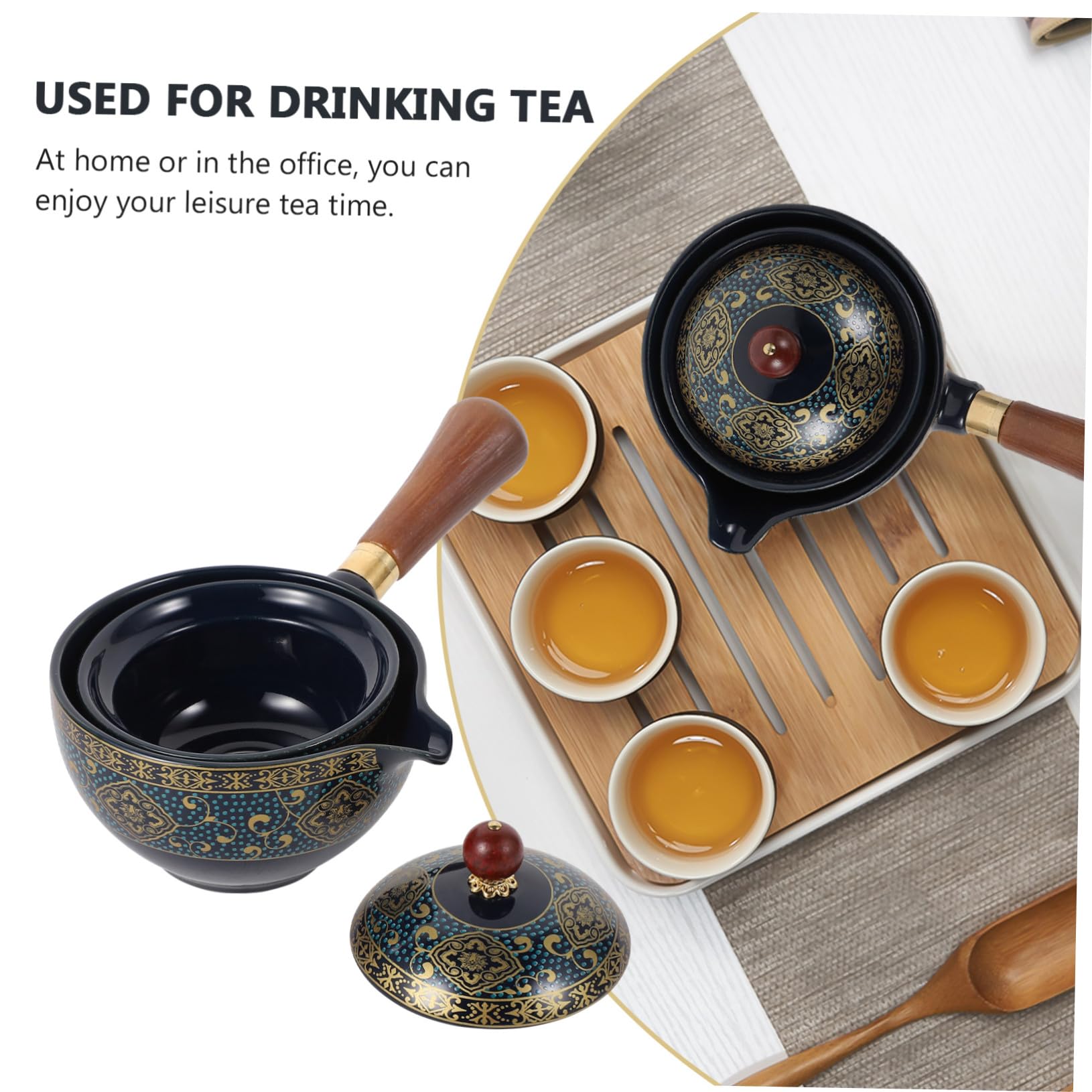 Uonlytech Tetera de Cerámica Mango Lateral y Filtro Integrado, Aislamiento Térmico, Diseño Elegante y Exclusivo para Fiestas Personales y Reuniones de Bienvenida