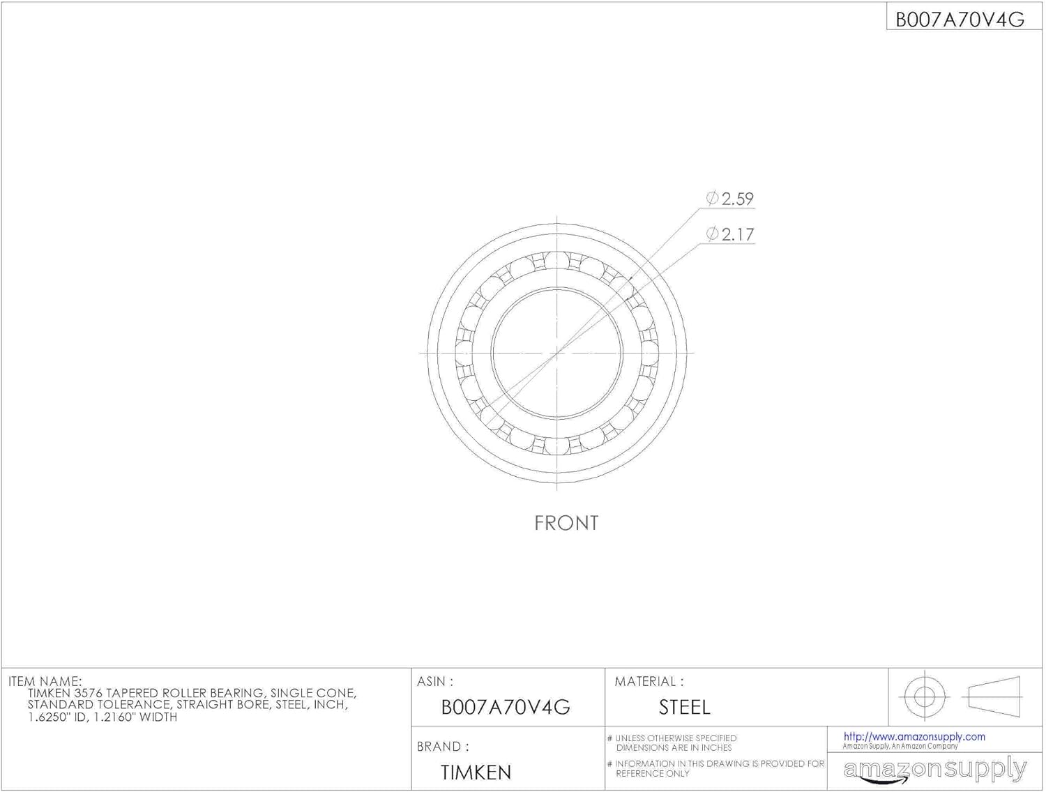 Timken Tapered Roller Bearing Cone - 3576