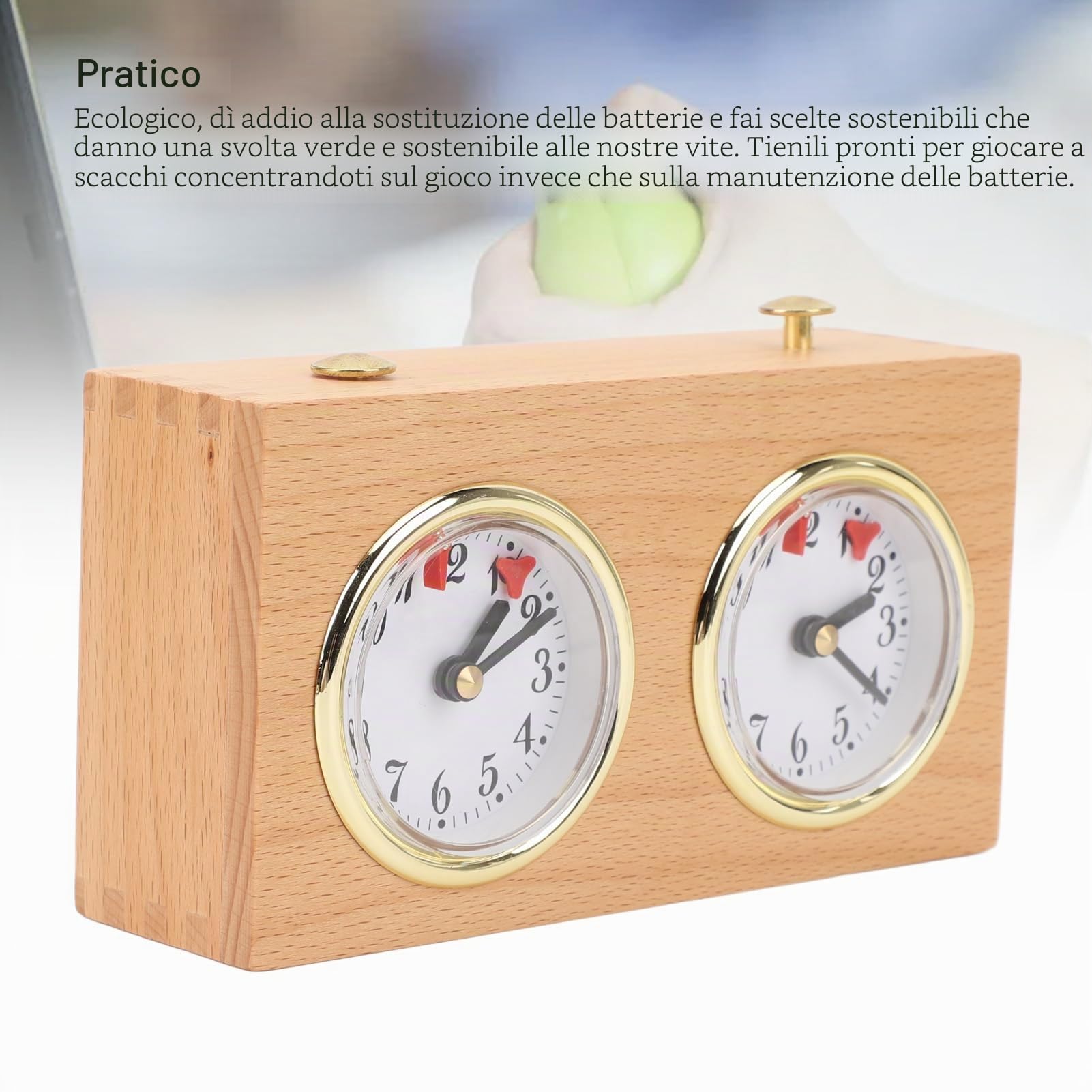 Timer per scacchi, orologio analogico meccanico professionale per scacchi, timer vintage in legno a carica per scacchis internazionali e cinesi, timers per scacchis
