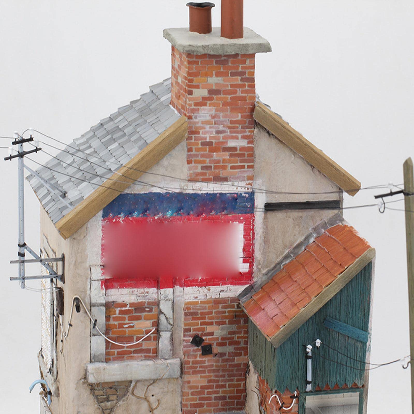Sharplace Holz Dioramen Im Maßstab 1:35, Gebäudemodellbausätze, Kriegsszenen Sandtisch, Miniaturarchitektur, Hausszene, Europäische Ruinenhaus Landschaftslayout