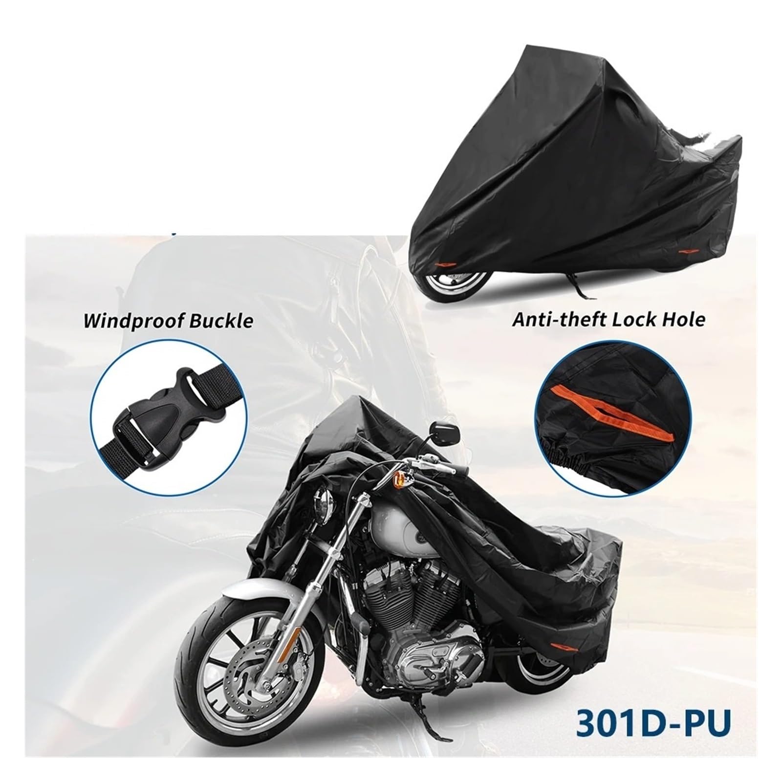 Motorradplane mit Schlossloch Für UXCELL 301D-PU Motorrad Volle Abdeckung Im Freien wasserdichte Staubdicht Verdickte Kleidung Regen Schnee UV Schutz(for Honda Super Cub)
