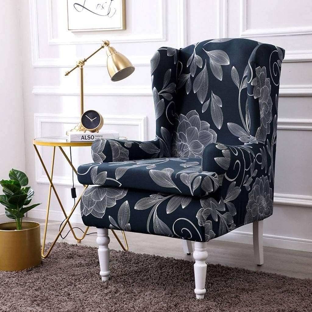 Konsilsa Wingback Chair Slipcover, 2 Pieces Stretch Spandex Wingback Chair Covers Sofa Protector Wingback Armchair Slipcovers Furniture Protector Wing Chair Covers (Color : G, Size : 2Piece)
