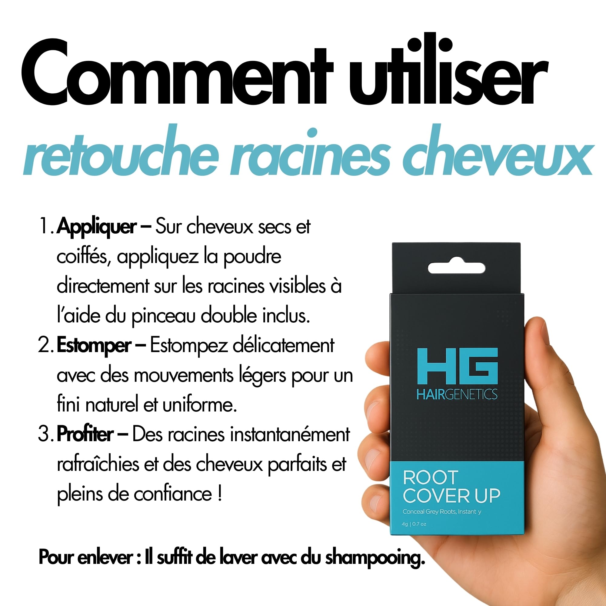 Hair Genetics Retouche Racines Cheveux - Résultats professionnels naturels, rapides et faciles - Coloration Cheveux Gris - Remplit les sourcils - Coloration cheveux chatain - (marron foncé)
