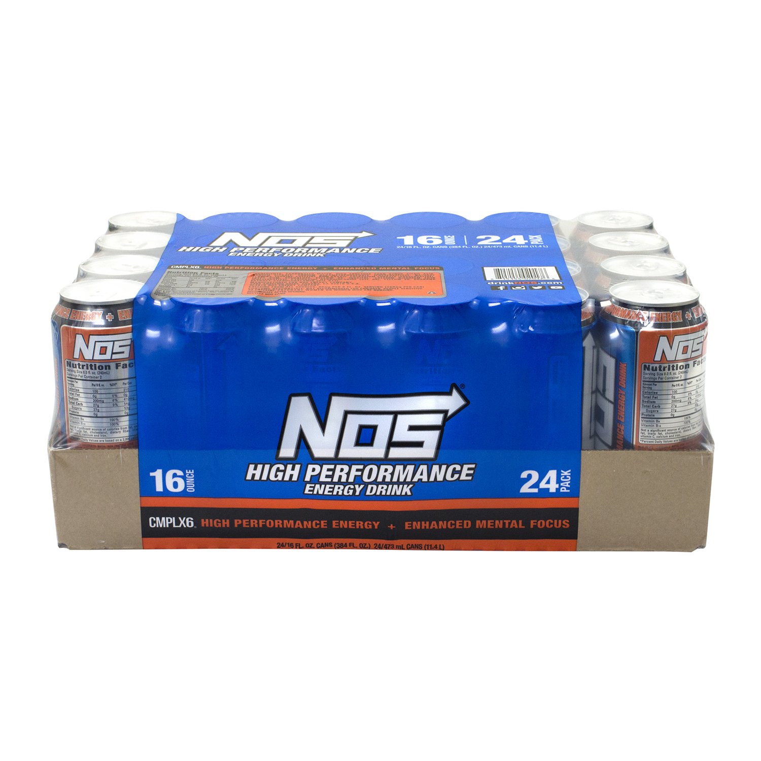 Nos High Performance Energy Drink, 384 Fluid Ounce, 16 Fl Oz (Pack of 24)
