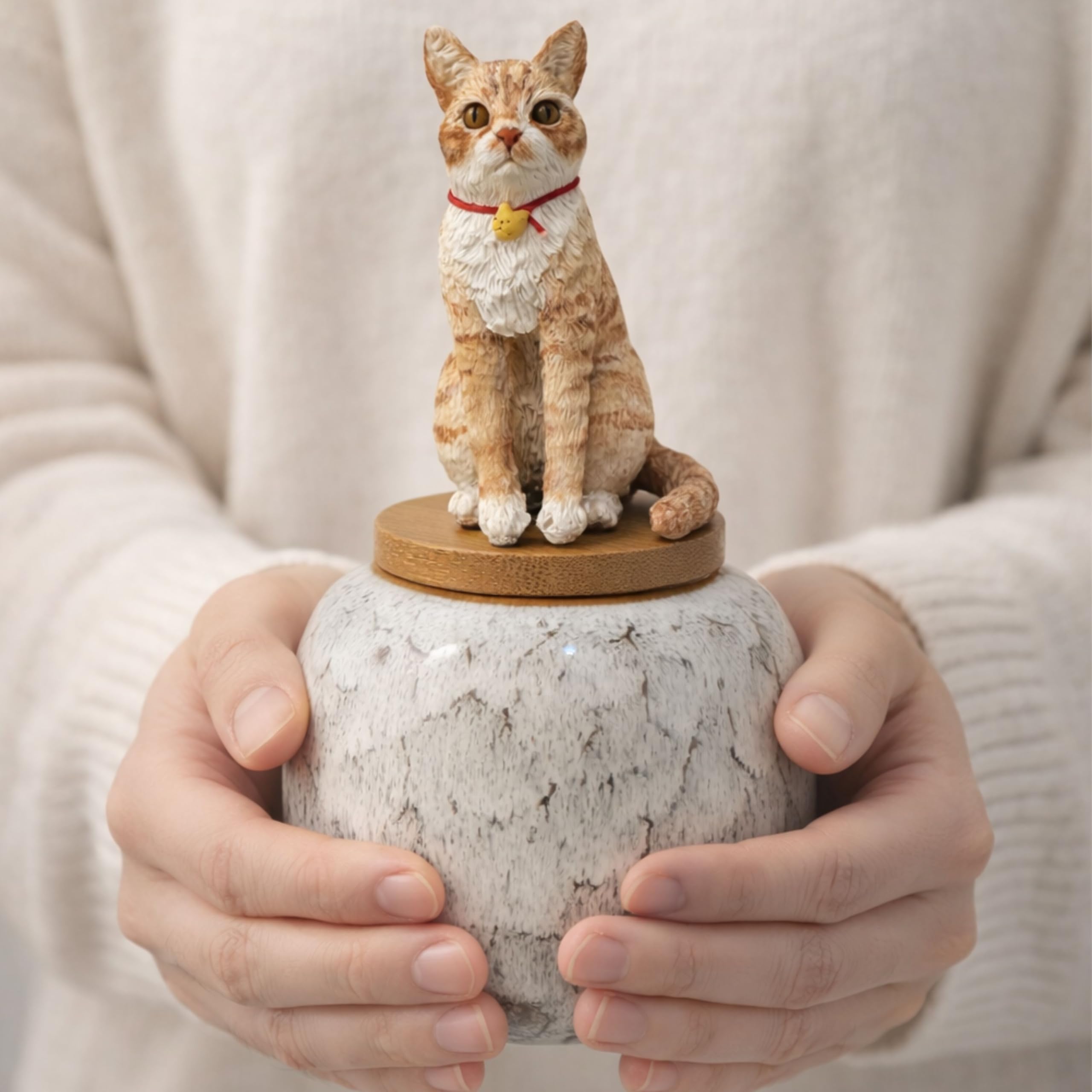 Novela Statuetta 3D Bobblehead personalizzata con urna cremazione in ceramica, scultura fatta a mano di cane/gatto da foto, nome e date personalizzati