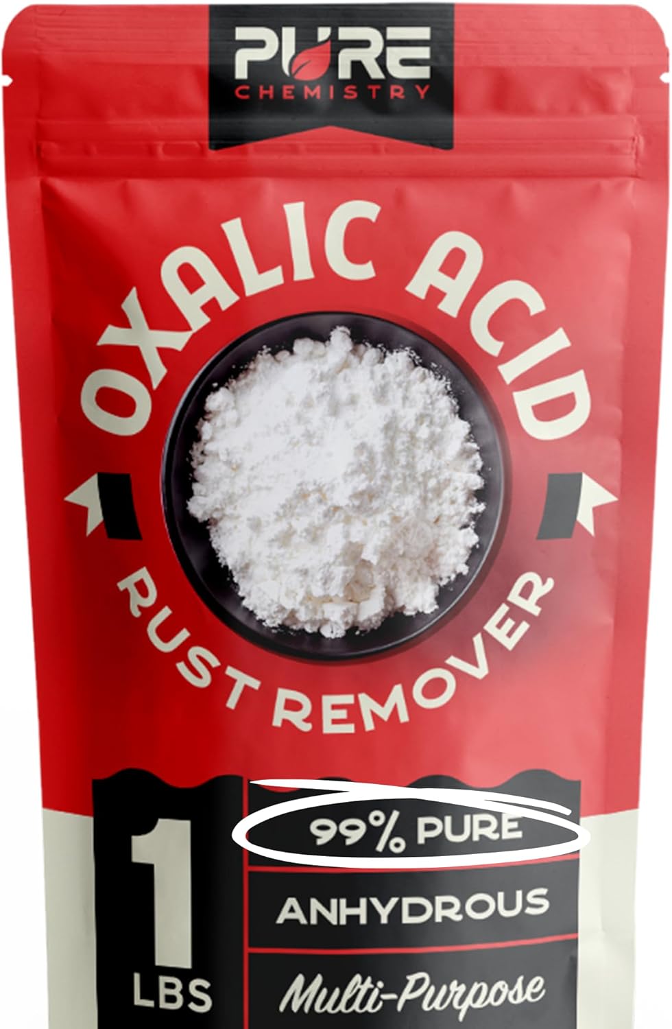 Oxalic Acid for Wood Bleach - 1 lbs 99.9% Pure Fine Powder - Highly Effective Multipurpose Cleaner - Used as a Wood Stain Remover and Rust Remover - Industrial Grade Strength