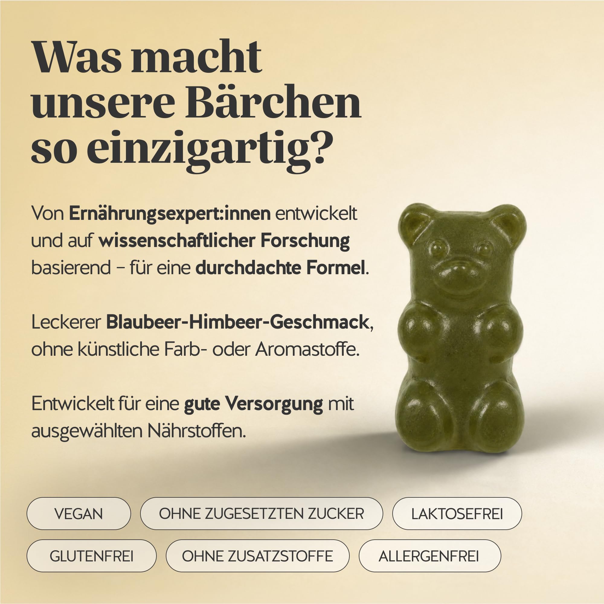 Bears with Benefits - Gummibärchen Moringa - Immunsystem - 90 Stück | Daily Routine Greens Vitamin - Moringa, Zink, Eisen, Vitaminen C, B12 - Vorrat Für 3 monate - Ohne Zuckerzusatz, Vegan