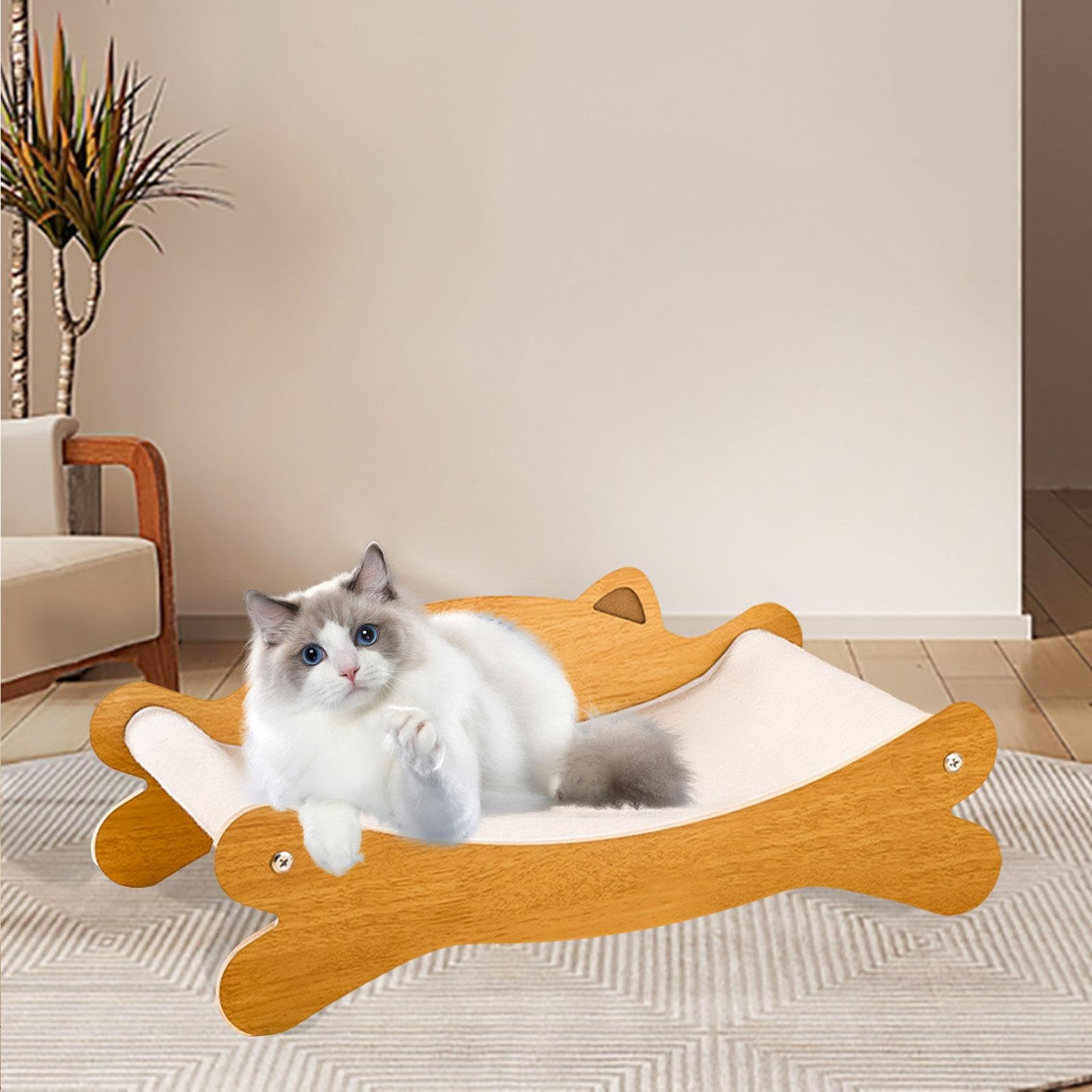 Letto di Sisal Rascadora per Gatti con Struttura in Legno, Nessuna Palla di Sisal