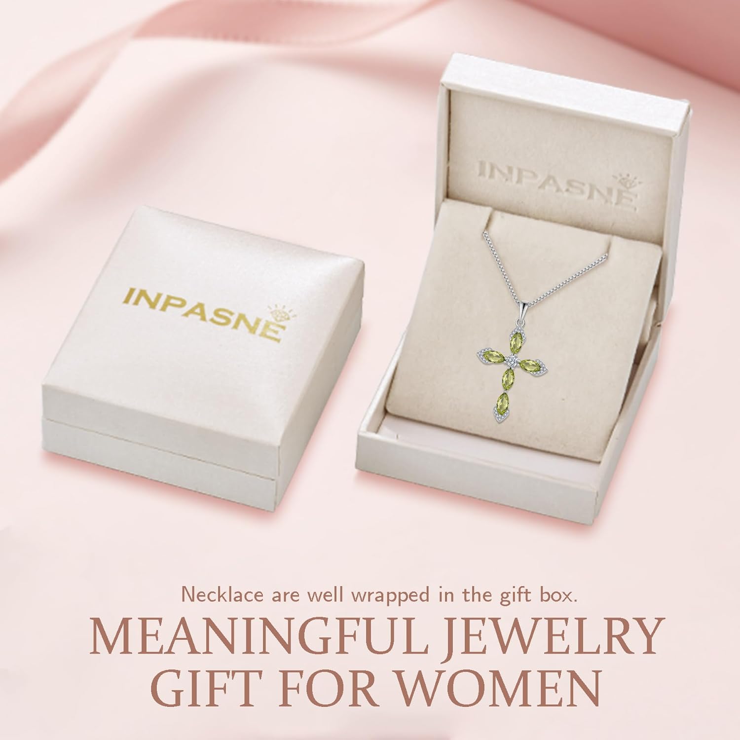 Women Cross Necklace 925 Sterling Silver Halo Gemstone Necklace Crucifix Religious Pendant Birthstone Jewelry Gifts for Her - Image 6