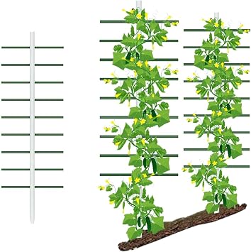 Agfabric 2pack 7ft Garden Trellis for Climbing Plants Outdoor, Tower Trellis with 9 Arms Each 2ft, Fiberglass Plant Support Trellis Rust Proof, Round Cross-Section 2trellises
