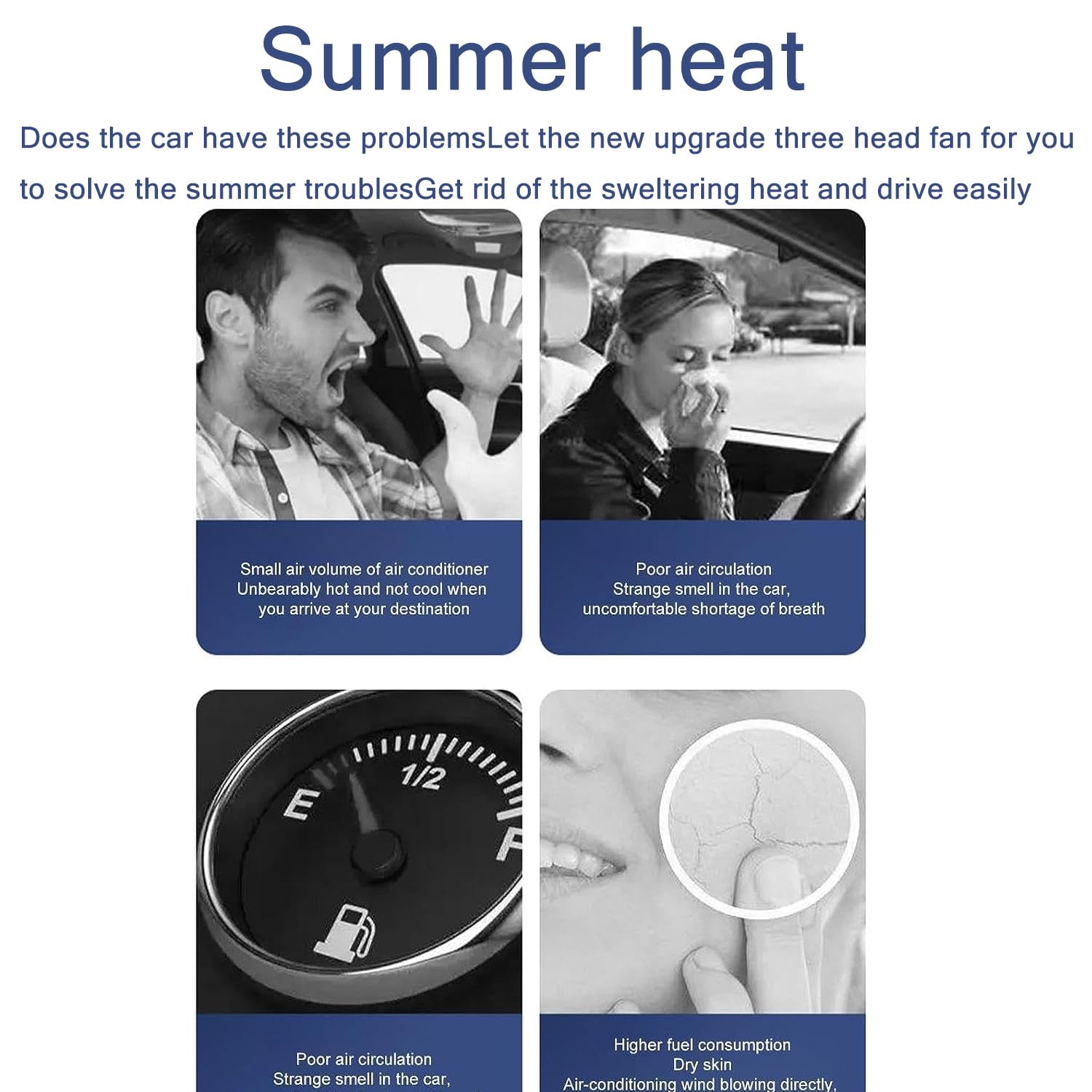 Ventilateur de Voiture à Double Tête 12v 9.6W, Rotation à 360 Degrés à 3 Niveaux de Vitesse Ventilateur de Refroidissement de Voiture USB Avec Plaque D'immatriculation pour Voiture, SUV, Camping-car