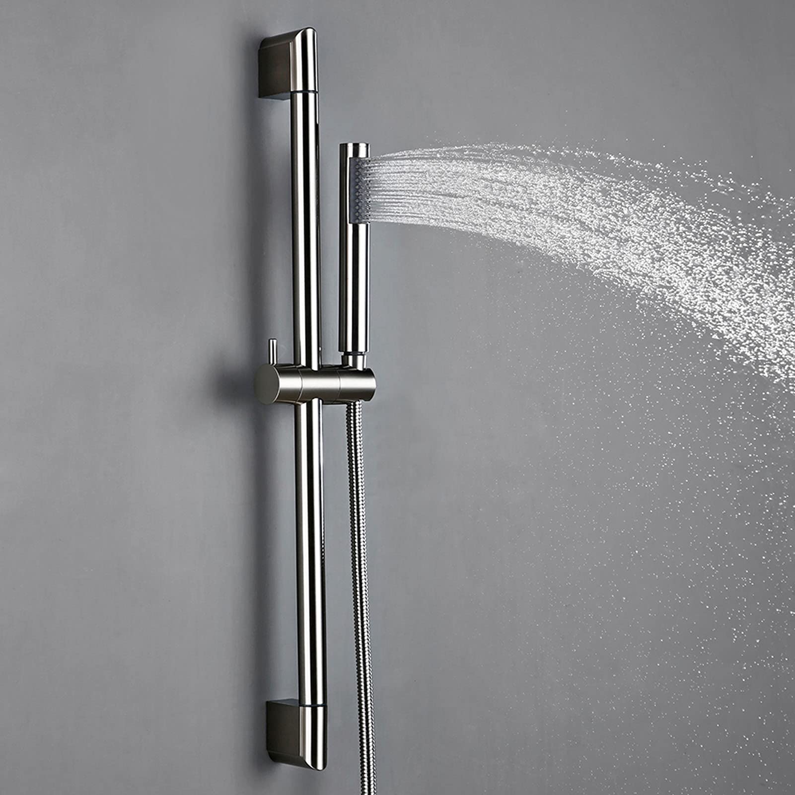 Cabezal de ducha con barra deslizante, Kit de ducha de mano ABS con manguera, Juego de soporte ajustable de montaje en pared, Juego de ducha de baño cepillado, Accesorios de baño