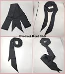 1PCS Women Chiffon Long Scarf Imitation Silk Scarves All-Match Belt Neckerchief(Black)