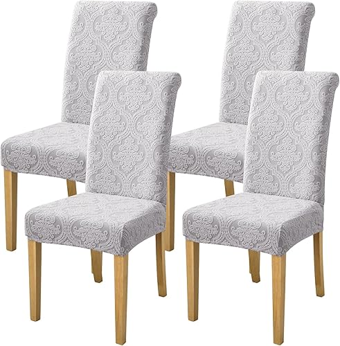 Vista 30 de FORCHEER Juego de 6 fundas para sillas de comedor, fundas elásticas para sillas de cocina, 6 piezas, fundas para silla Parson, paquete de 6, Flores