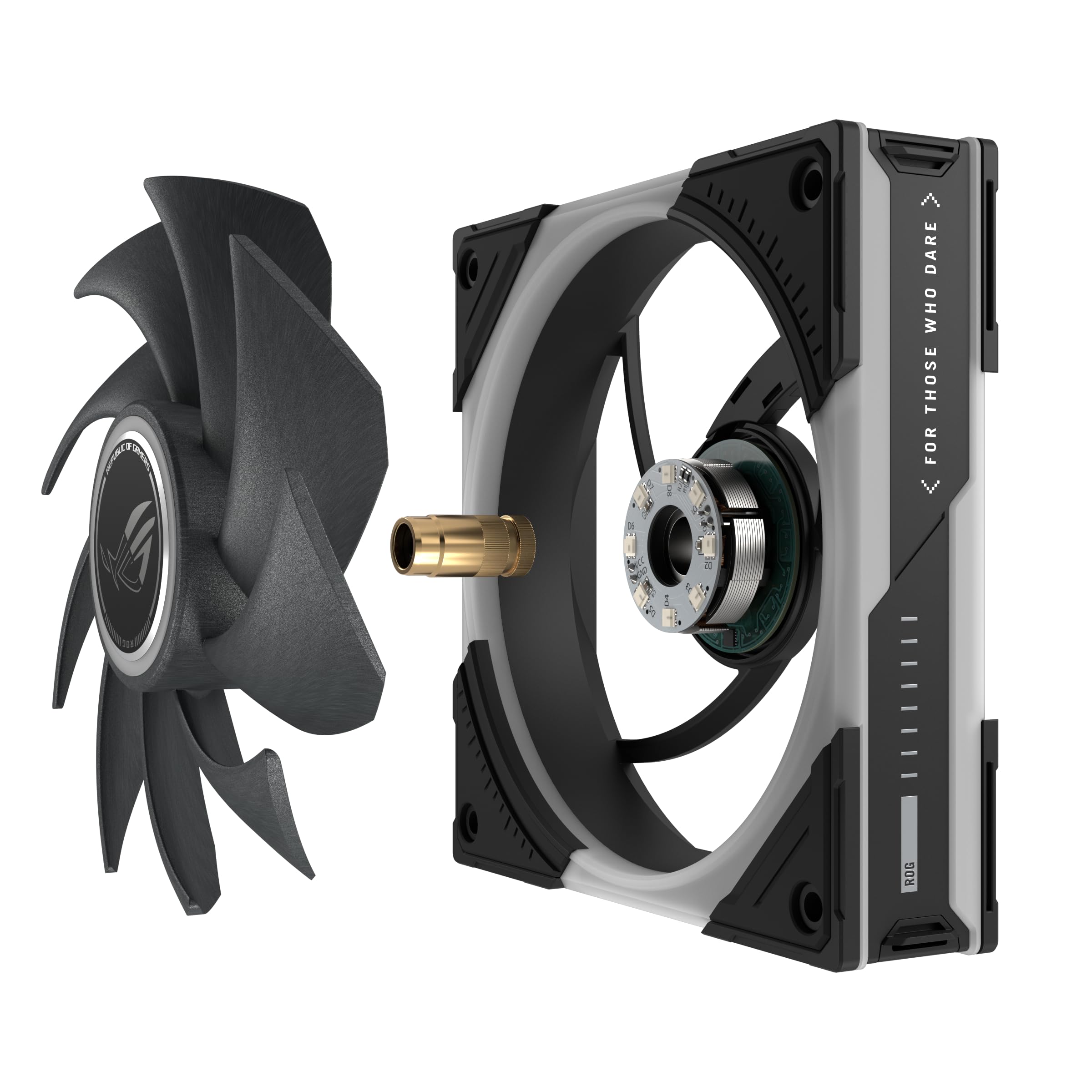 ASUS ROG Eurux GR120 ARGB PWM Lot de 3 ventilateurs PWM de 120 mm, 2600 tr/min, chaîne en marguerite brevetée, éclairage personnalisé, moyeu de ventilateur