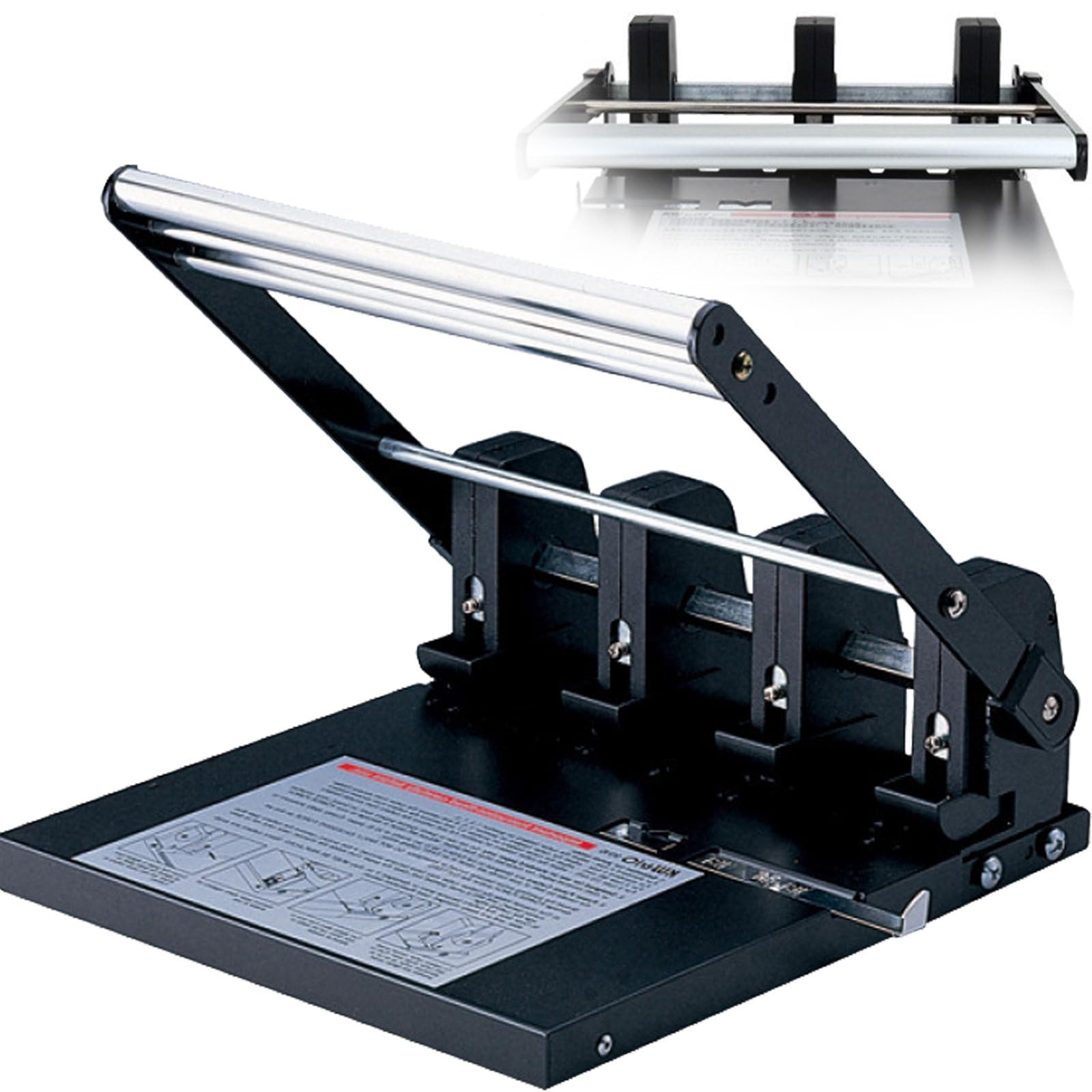 Perforatrice manuale a 4 fori, capacità 140 fogli, per ufficio, casa e scuola, per impieghi gravosi, con distanza regolabile. Threeholes