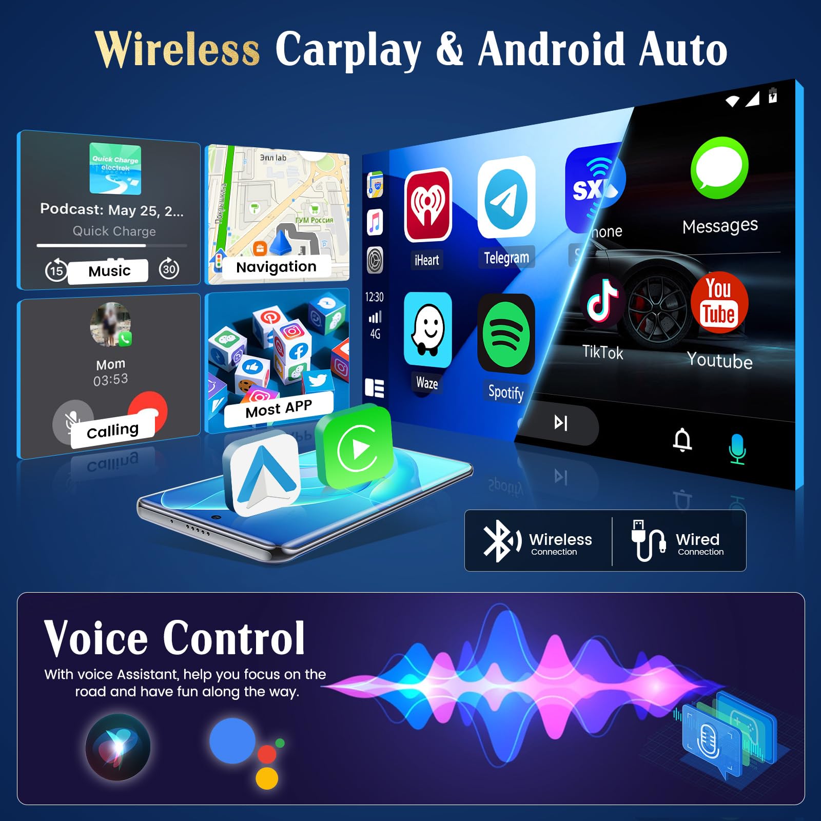 Hikity 2+64GB Android Radio Coche Wireless Carplay para Toyota Corolla Verso AR10 2004-2009, Pantalla Táctil de 9 Pulgadas Autoradio Bluetooth GPS FM/RDS Dab+ Cámara Trasera