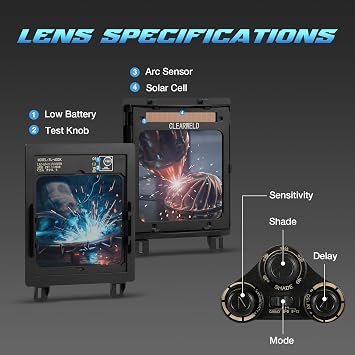 High-Definition Welding Helmet Auto Darkening with a View Like Sunglasses- 180 View 4X4 Screen with Solar Power, 4 Arc Sensors 2.8/5-9/9-13 Shade for TIG MIG Grinding, Lightweight & Durable
