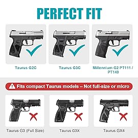 Taurus G2C G3C Holster, OWB Holster Fits Taurus G2C/G3C/G2S, Millennium G2 PT111/PT140 9mm/.40, Outside Waistband Carry, Level II Finger Release Lock, 360 Adjustable Belt Clip & MOLLE Adapter, Right