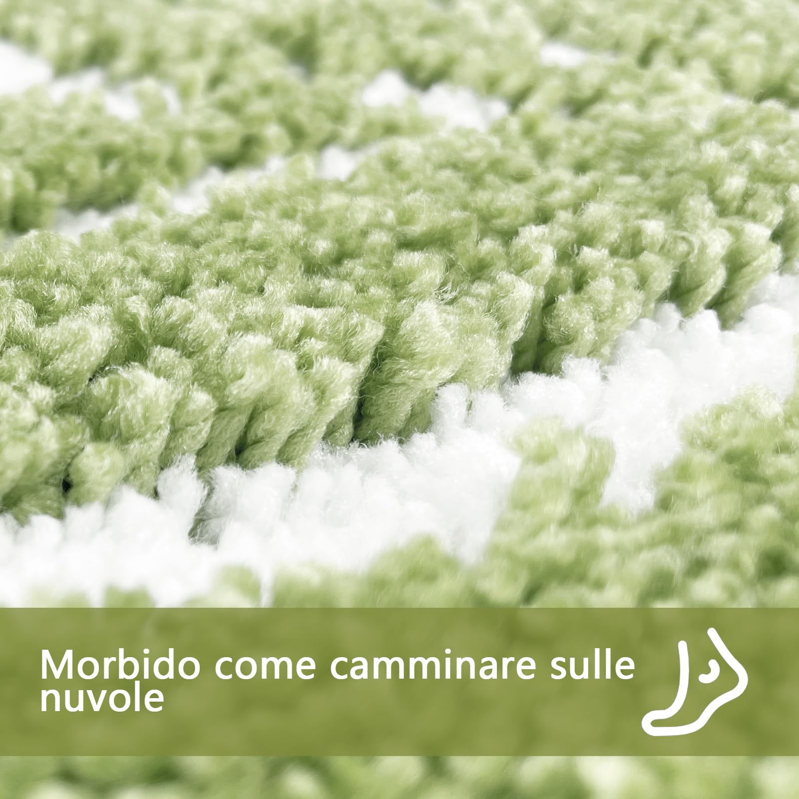 Tappeto da Bagno Verde Salvia Antiscivolo e Assorbente 60x150cm