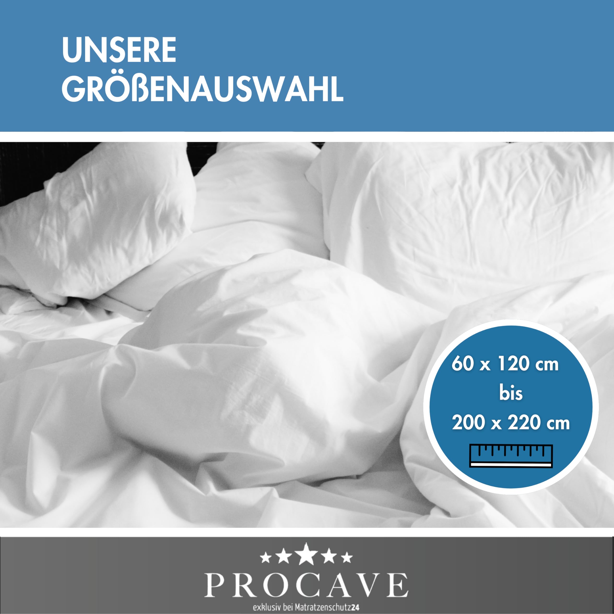 PROCAVE Zachte matrastopper van lamswol en scheerwol. Topmatras met 4 hoekelastieken. Topper 90 x 200 cm