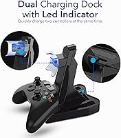 Vista 3 de Charging Dock Stations Dual Xbox Charging Station with USB Cable and LED Indicator Xbox one Controller Charger Compatible with One S, One X Fast