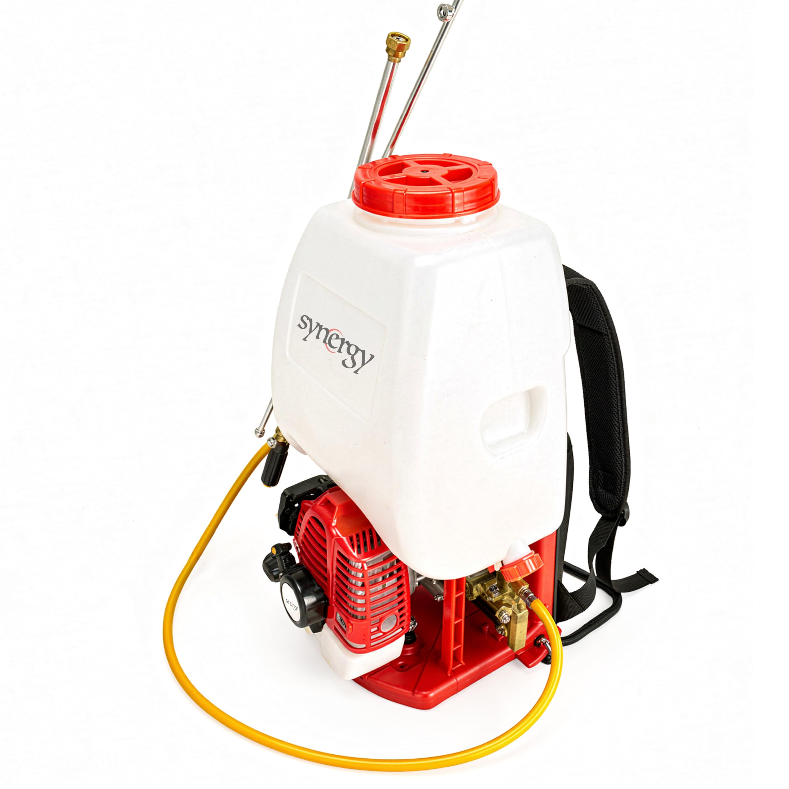 Synergy Sulfatadora de Mochila a Gasolina 25L – Motor 2 Tiempos 25cc - Modelo Sprayer Liquid – Caudal 7L/min – Alcance 9-15m – Lanza Multiboquilla y Pistola de 90cm