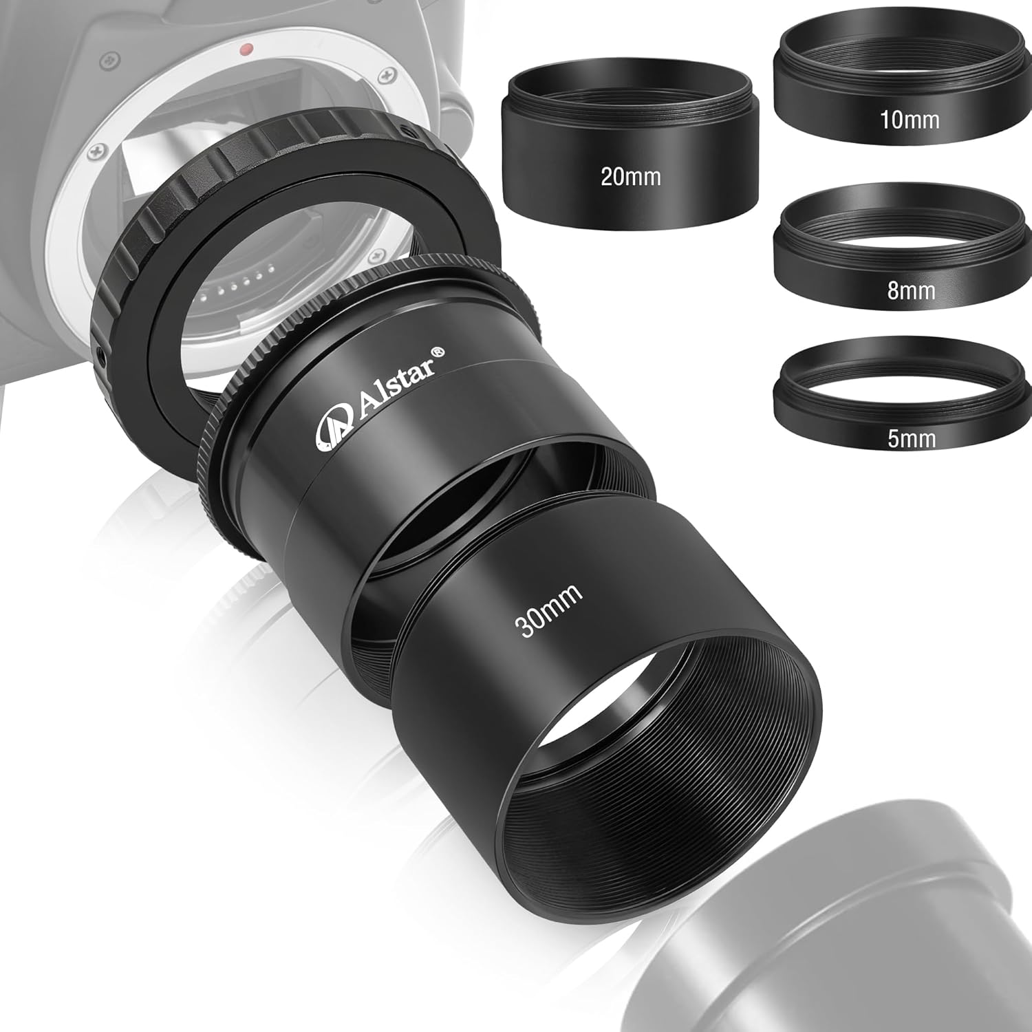 Alstar Astronomical 2"/M48-extension Tube Kit 5mm 8mm 10mm 20mm 30mm - Bundle with - M42 to 2 inch Telescope Adapter