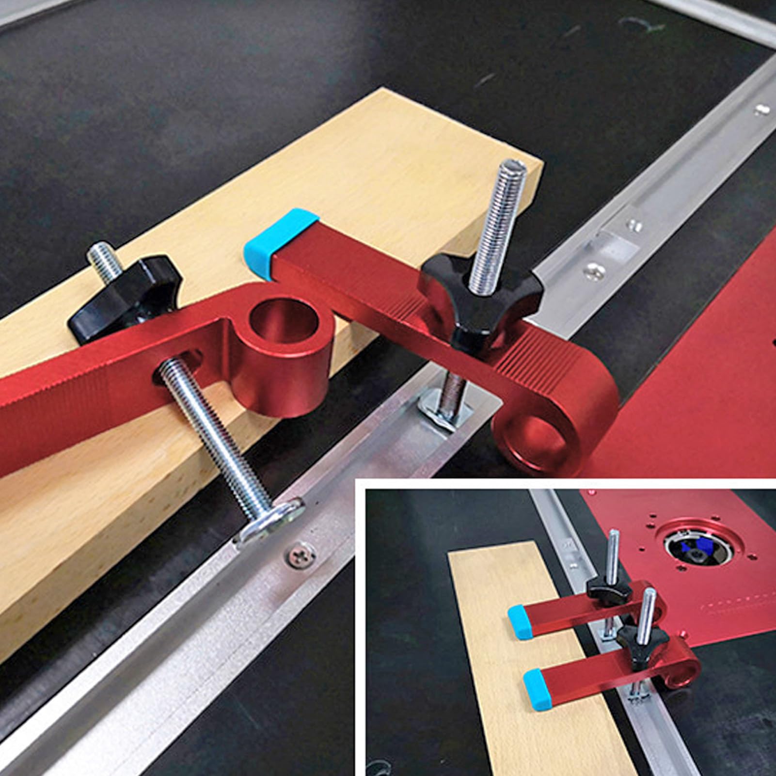 2 Morsetti M8 Per T-Track - Lega Alluminio, Sgancio Rapido, Per Lavorazione Legno