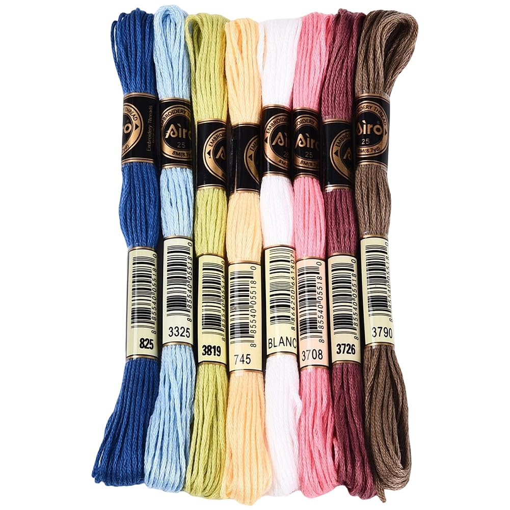 8 Skeins 70 Yards Cross Stitch Thread Assorted Colors for Jewelry