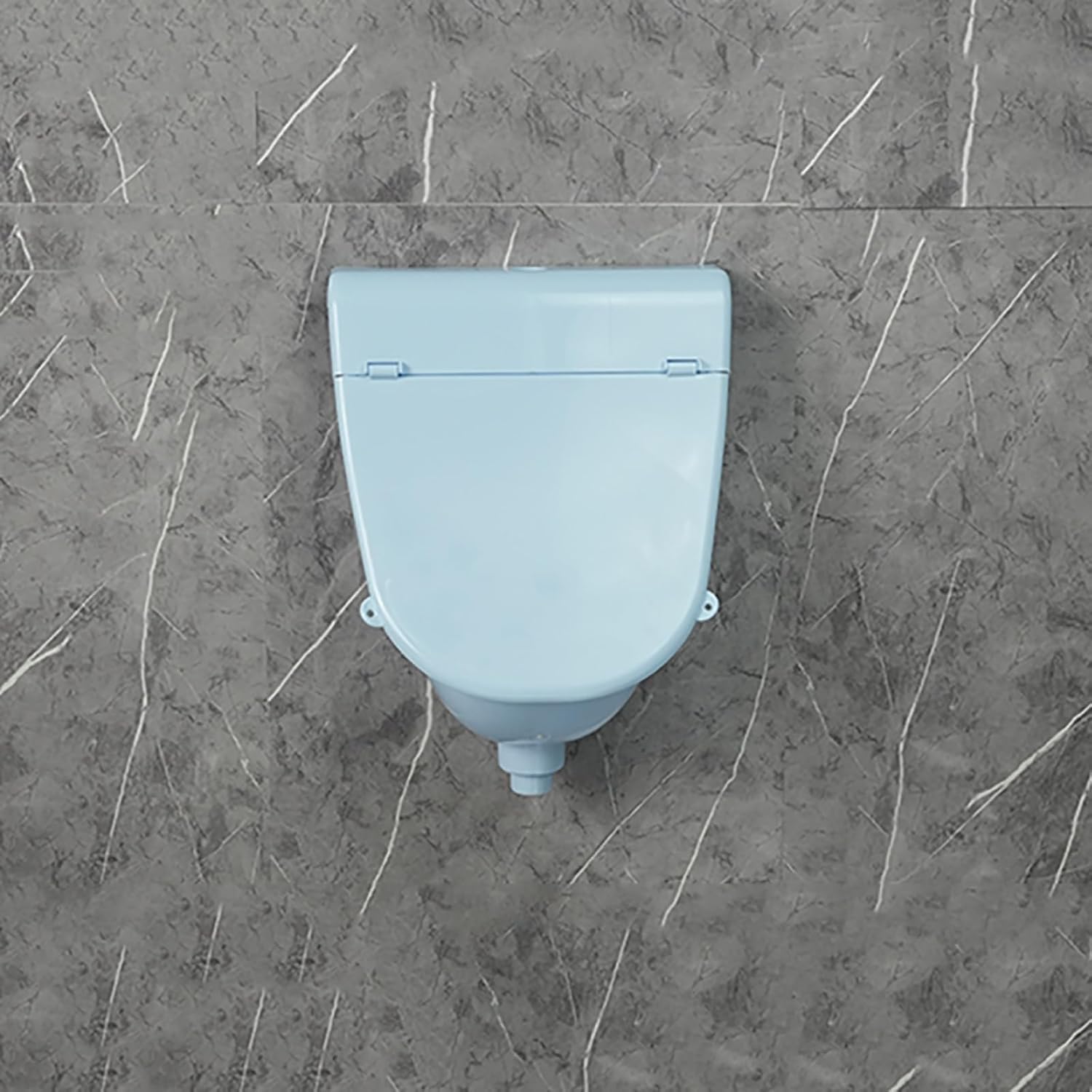 Plastic Urinals Male Waterfree Urinals with Lid，Wall Mounted Plastic Urinal with Manual Flush Valve and Pipes for Garage, Shed, Backyard(White)