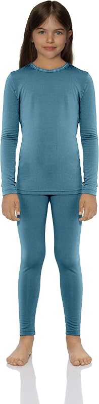 Rocky Thermal Underwear for Girls Cotton Knit Thermals Kids Base Layer Long John Pajamas Set